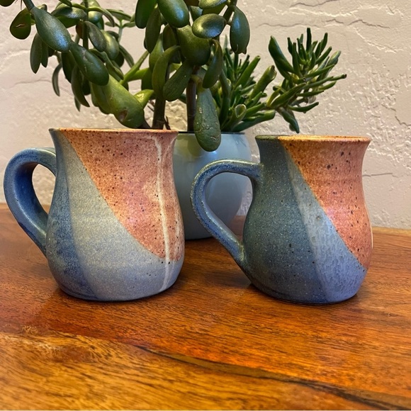 Ceramic Pottery Coffee Mug Bundle in Set of 2 Handmade Coffee Mug Western Color - Picture 1 of 7
